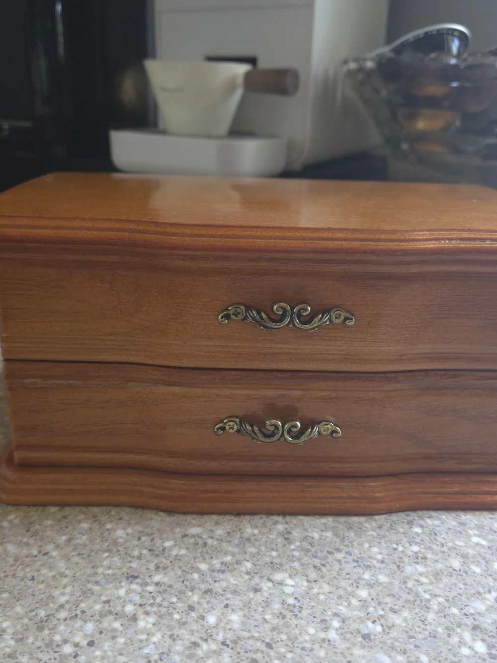 Wood Jewelry Box with Pink Lined Compartments